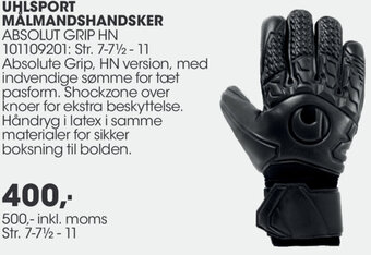 Sportigan Uhlsport Målmandshandsker Absolut Grip HN 500 Inkl.Moms tilbud