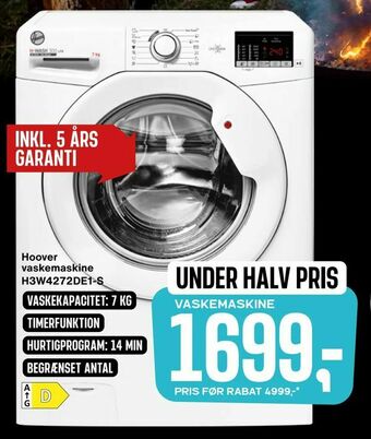 Skousen Hoover vaskemaskine H3W4272DE1-S tilbud