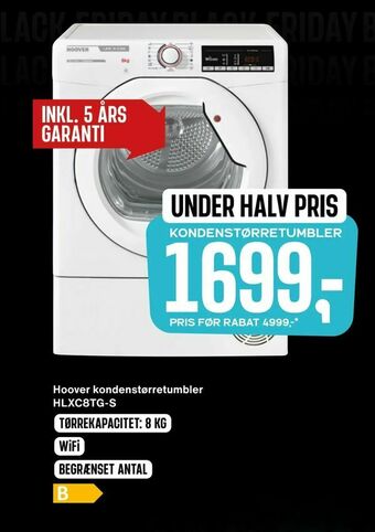 Skousen Hoover kondenstørretumbler HLXC8TG-S tilbud