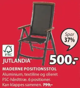 JYSK Jutlandia Maderne Positionsstol tilbud
