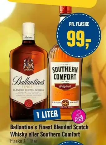 Otto Duborg Ballantine's Finest Blended Scotch Whisky eller Southern Comfort tilbud