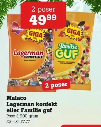 Poetzsch Padborg Malaco Lagerman konfekt eller Familie guf tilbud