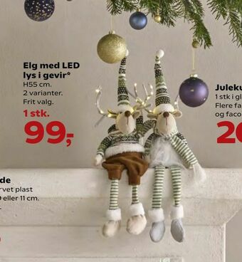 Kvickly Elg med LED lys i gevir tilbud