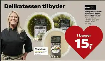 Kvickly Smag Forskellen hummus, pesto, aioli eller oliven tilbud