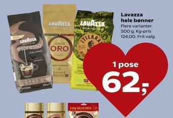 Kvickly Lavazza hele bønner tilbud