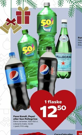 Kvickly Faxe Kondi, Pepsi eller San Pellegrino tilbud