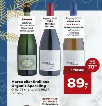 Kvickly Marea eller Emiliana Organic Sparkling tilbud