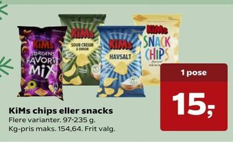 Kvickly KiMs chips eller snacks tilbud