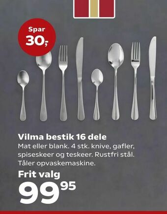 Kvickly Vilma bestik 16 dele tilbud