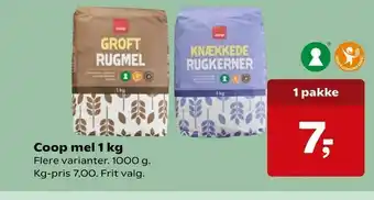 Kvickly Coop mel 1 kg tilbud