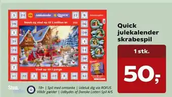 Kvickly Quick jule kalender skrabespil tilbud