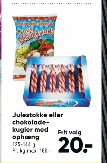 Bilka Julestokke eller chokoladekugler med ophæng tilbud