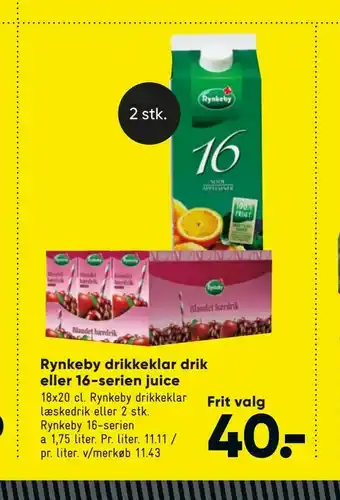 Bilka Rynkeby drikkeklar drik eller 16-serien juice tilbud