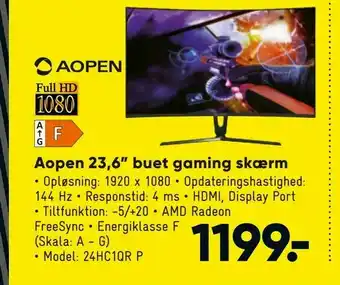 Bilka Aopen 23,6" buet gaming skærm tilbud
