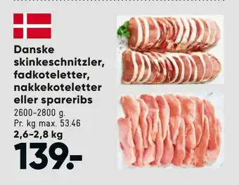 Bilka Danske skinkeschnitzler, fadkoteletter, nakkekoteletter eller spareribs tilbud