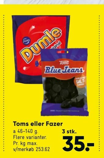 Bilka Toms eller Fazer tilbud
