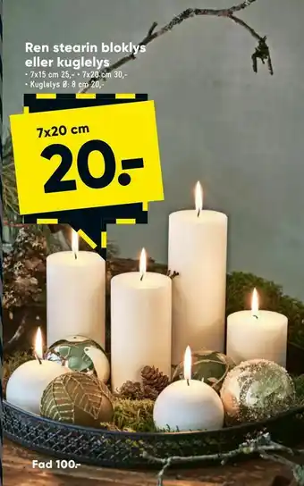 Bilka Ren stearin bloklys eller kuglelys tilbud