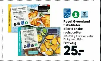 Bilka Royal Greenland fiskefileter eller danske rødspætter tilbud