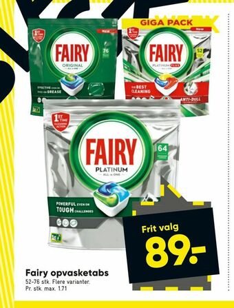 Bilka Fairy opvasketabs tilbud