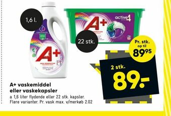 Bilka A+ vaskemiddel eller vaskekapsler tilbud