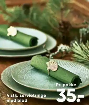 Bilka 4 stk. servietringe med blad tilbud
