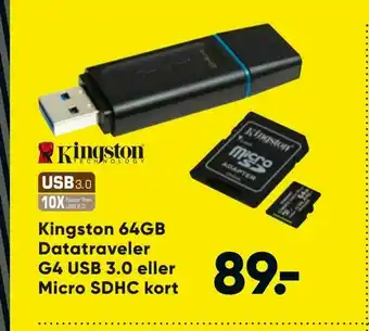Bilka Kingston 64GB Data traveler tilbud