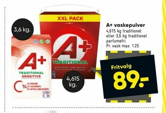 Bilka A+ vaskepulver tilbud