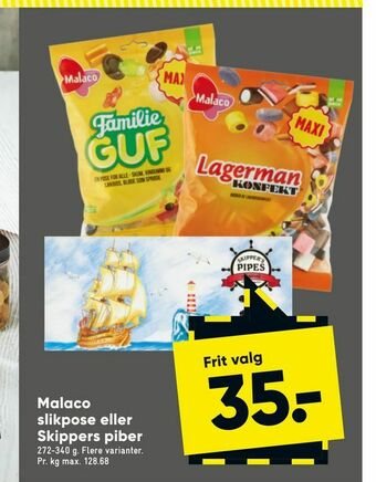 Bilka Malaco slikpose eller Skippers piber tilbud