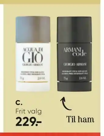Bilka Giorgio Armani Acqua Di Gio eller Code deodorant tilbud