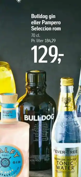 Føtex Bulldog gin eller Pampero Seleccion rom tilbud