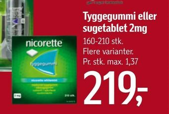 Føtex Tyggegummi eller sugetablet 2mg tilbud