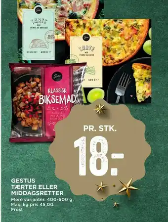 MENY Gestus tærter eller middagsretter tilbud