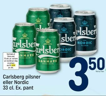 REMA 1000 Carlsberg pilsner eller Nordic 33 cl. tilbud