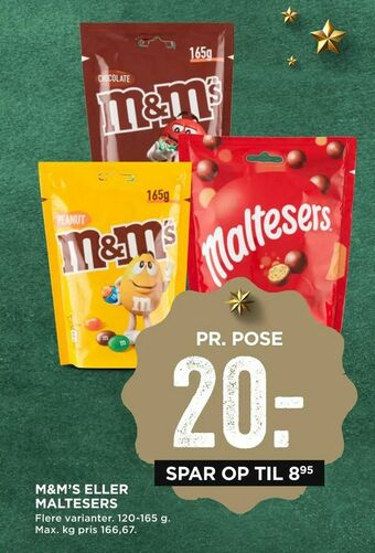 MENY M&m's eller maltesers tilbud