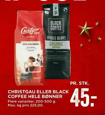 MENY Christgau eller black coffee hele bønner tilbud