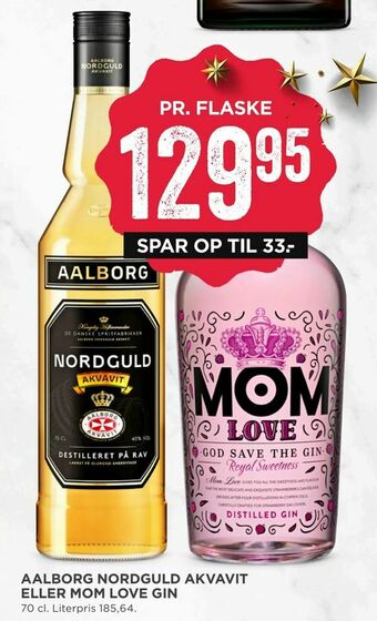 MENY Aalborg nordguld akvavit eller mom love gin tilbud