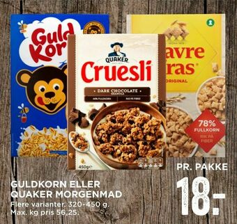 MENY Guldkorn eller quaker morgenmad tilbud