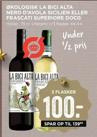 Økologisk la bici alta nero d'avola sicilien eller frascati superiore docg