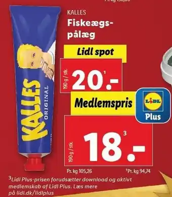 Lidl KALLES Fiskeægspålæg tilbud