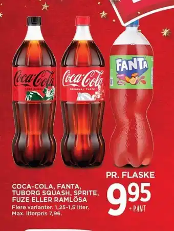 MENY COCA-COLA, FANTA, TUBORG SQUASH, SPRITE, FUZE ELLER RAMLÖSA tilbud