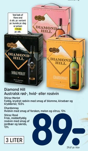 REMA 1000 Diamond Hill Australsk rød-, hvid- eller rosévin tilbud