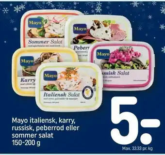 REMA 1000 Mayo italiensk, karry, russisk, peberrod eller sommer salat tilbud