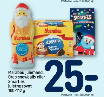 REMA 1000 Marabou julemand, Oreo snowballs eller Smarties juletræspynt tilbud