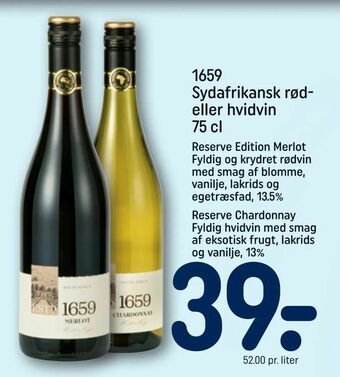 REMA 1000 1659 Sydafrikansk rød eller hvidvin tilbud