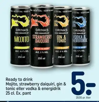 REMA 1000 Ready to drink Mojito, strawberry daiquiri, gin & tonic eller vodka & energidrik tilbud