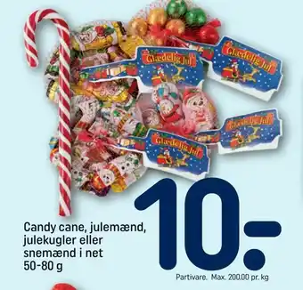 Candy cane, julemænd, julekugler eller snemænd i net
