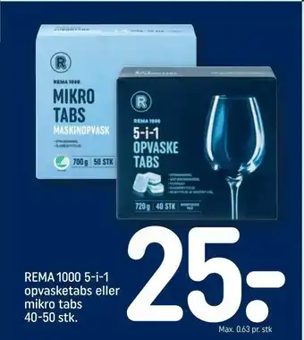 REMA 1000 REMA 1000 5-i-1 opvasketabs eller mikro tabs tilbud