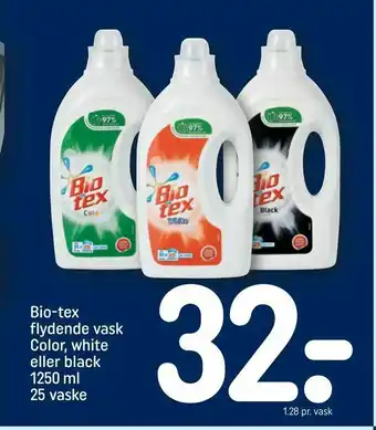 REMA 1000 Bio-tex flydende vask Color, white eller black 1250 ml 25 vaske tilbud
