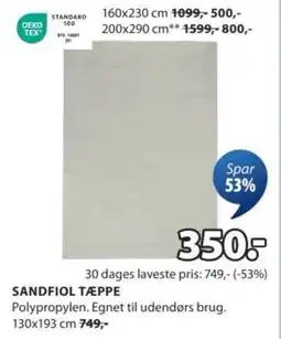 JYSK Sandfiol tæppe tilbud