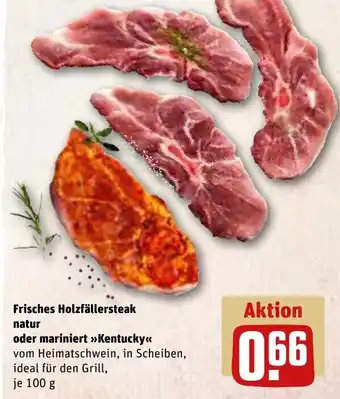 REWE Frisches holzfällersteak natur oder mariniert kentucky tilbud